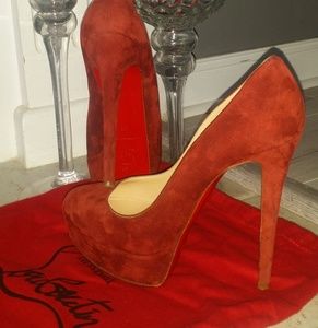 Christian Louboutin Burnt Red Suede Heels 38